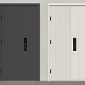 Modern Security Doors With Black And Light Gray Vertical Stripe Design And Electronic Locks 3d model