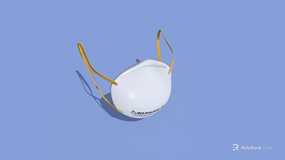 White Face Mask With Yellow Ear Loops And Washable Brand Design 3d model 