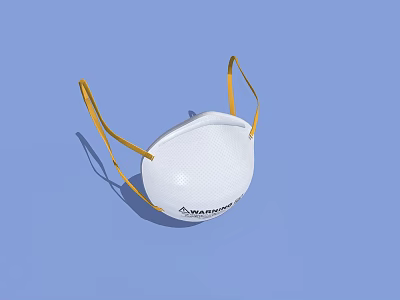 White Face Mask With Yellow Ear Loops And Washable Brand Design 3d model