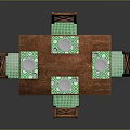 Wooden Dining Table And Chairs With Green Placemats Plates Cups And Cross Back Design
