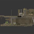 Modern Ancient Ruins Courtyard With Buddha Statue Stone Structures And Green Plants