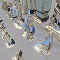 Futuristic Sci Fi City Architecture With Modern Glass Facades And