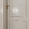 Modern Light Colored Hinged Door With Golden Handle And Panel Design 3d model