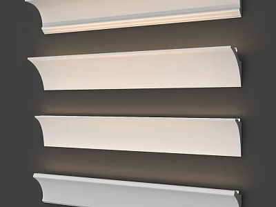 White Decorative Components With Various Designs Mounted On Wall For Interior 3d model