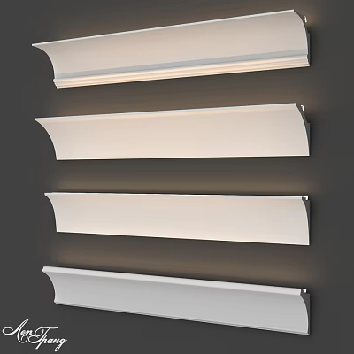 White Decorative Components With Various Designs Mounted On Wall For Interior 3d model