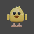 Cute Yellow Chicken Game Movie Character With Big Black Eyes And Simple Design