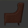 Leather Wingback Chair With Diamond Tufted Back Red Cushion Seat And Wooden Legs
