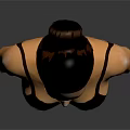 3D Rendered Game Female Character With Short Black Hair Black Tank Top And Tattooed Skin