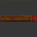 Traditional Chinese Wooden Guzheng Musical Instrument with Strings and Red Decorative Parts for Living Room