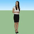 Women In White Shirts Black Skirts And High Heels With Various Poses