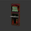 Vintage Red Coin Machine With Green Screen And Metal Handle Design
