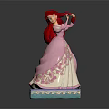 Elegant Princess Character With Red Long Hair And Pink White Gown On Blue Base