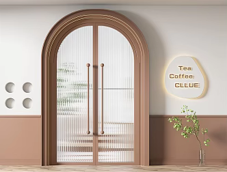 Modern double door glass double door 3d model