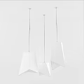 Three Gray Geometric Chandeliers Hanging In Modern White Interior Design 3d model