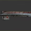 Long Red And White Painted Freight Car With Aged Surface On Gray Background
