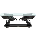 Elegant Coffee Table With Glass Top And Black Pegasus Base Design