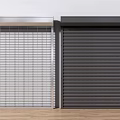 Modern Roller Shutters With Silver Mesh Design And Gray Solid Panel