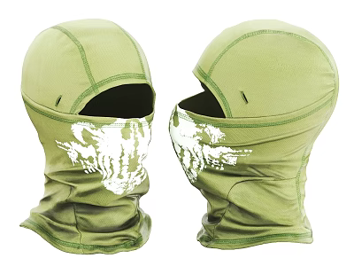 Two Green Balaclavas With White Skull Design And Comfortable Soft Fabric 3d model