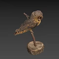 Game Movie Character Stuffed Owl Perched On Wooden Stump With Gray Background