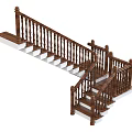 Classic Wooden Staircase With Curved Handrail Balusters White Steps And Landing