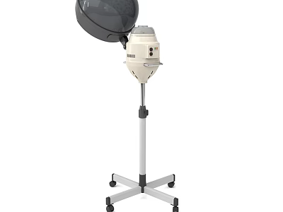 Professional Commercial Hair Steamer With Black Hood White Body And Wheeled Stand 3d model