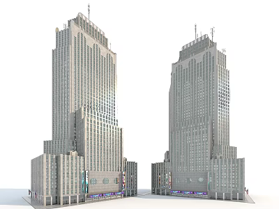 Modern Commercial Complex With Twin High Rise Buildings Architectural Facade And Retail Spaces 3d model