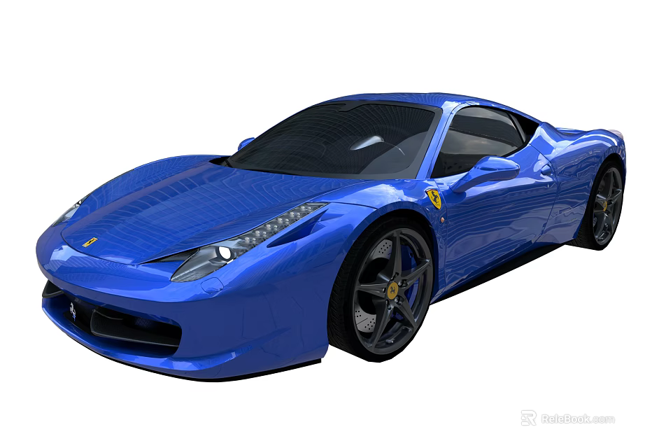 Blue Ferrari Sports Car With Sleek Design And Shiny Exterior Alloy Wheels 3d model 