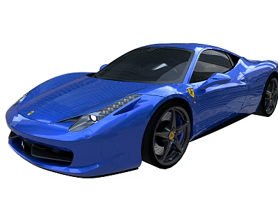Blue Ferrari Sports Car With Sleek Design And Shiny Exterior Alloy Wheels 3d model