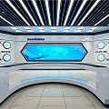 Modern Exhibition Hall Interior With Wangda Logo Digital Screens And Display Panels
