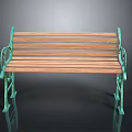 Public Bench With Wooden Slats And Green Metal Frame For Outdoor Areas