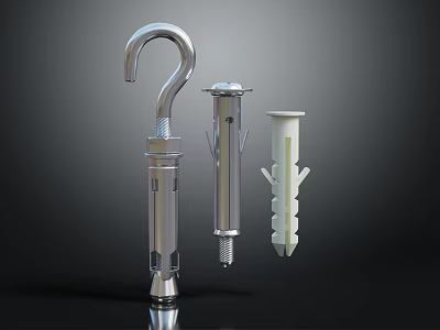 Durable Hardware Tools Featuring Hooked Metal Expansion Bolts Metal Screws And Plastic Anchors 3d model