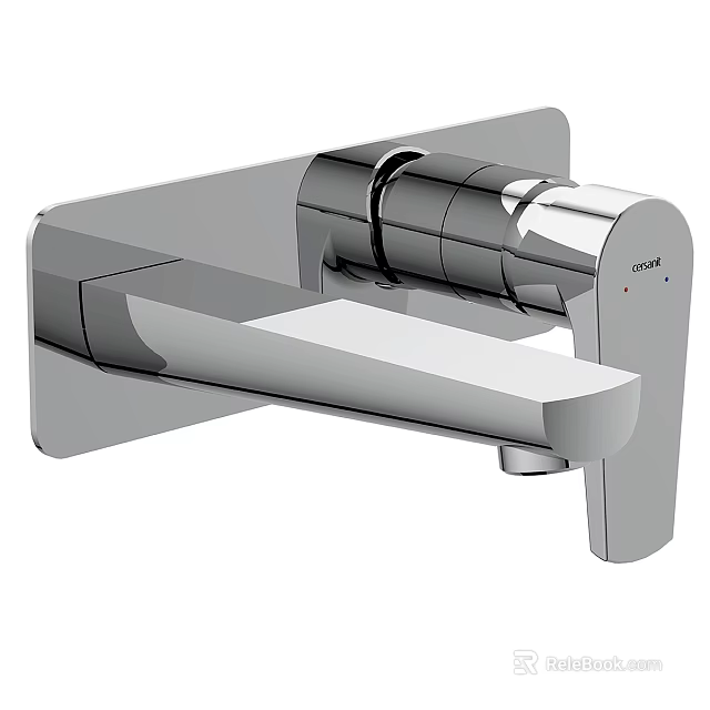 Modern Wall Mounted Faucet with Chrome Finish and Smooth Surface Design 3d model 