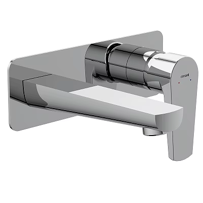 Modern Wall Mounted Faucet with Chrome Finish and Smooth Surface Design 3d model