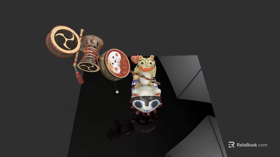 Adorable Stuffed Doll With Traditional Drum And Colorful Decorative Elements 3d model 