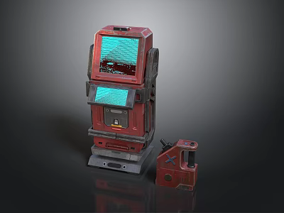 Modern Red Household Device With Digital Screen And Small Side Component 3d model