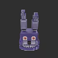 Purple Blocky Rabbit Doll With Red Eyes And Pixel Design Features
