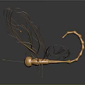 Golden Dragonfly Wire Art Sculpture with Intricate Wings and Curved Body