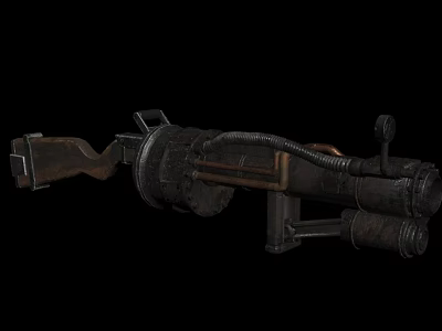 Vintage Industrial Weapon With Metal Body Wooden Grip And Intricate Mechanical Structure 3d model