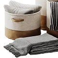 Laundry Storage Baskets In Beige Brown With Handles For Towels And Blanket Organization