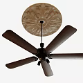 Modern Ceiling Fan With Wooden Blades And Decorative Ceiling Plate Design