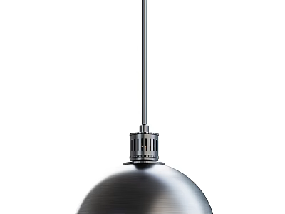 Modern Brushed Metal Ceiling Light With Dome Shade And Slim Hanging Rod Design 3d model