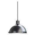Modern Brushed Metal Ceiling Light With Dome Shade And Slim Hanging Rod Design