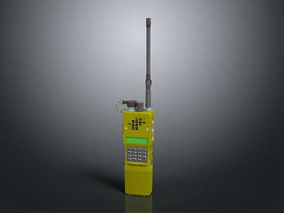 Yellow Handheld Portable Radio Transceiver With Antenna Display Screen And Keypad 3d model