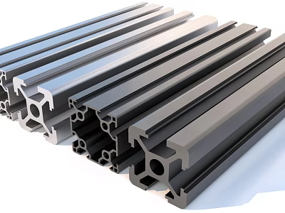 Aluminum Extrusion Profiles With Diverse Shapes And Colors For Industrial Use 3d model