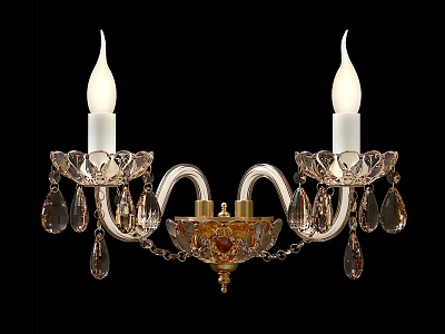 Elegant Crystal Chandelier With Candle Shaped Bulbs Gold Accents And Crystal Pendants 3d model