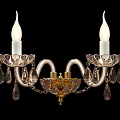 Elegant Crystal Chandelier With Candle Shaped Bulbs Gold Accents And Crystal Pendants