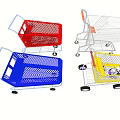 Red Blue Yellow And Silver Public Shopping Carts With Wheels For Supermarket Use