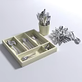 Complete Cutlery Set with Organized Storage Tray and Container for Spoons Forks Knives