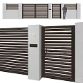 Minimalist Modern Building Exterior Wall With Slatted Gate And House Number 15