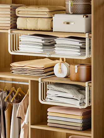Modern Wardrobe Clothes Pull-out Blue Clothes Storage Rack 3d model
